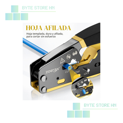 Crimpadora ZOERAX RJ45 Pass Through 3 en 1 | RJ11/RJ12