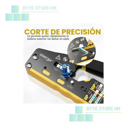Crimpadora ZOERAX RJ45 Pass Through 3 en 1 | RJ11/RJ12