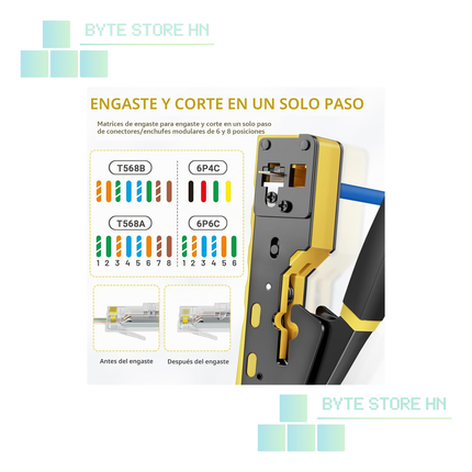 Crimpadora ZOERAX RJ45 Pass Through 3 en 1 | RJ11/RJ12