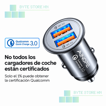 Cargador CERTIFICADO para carro AINOPE AV801 24W | Doble USB-A