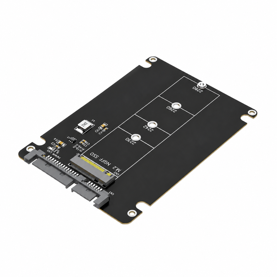 Adaptador M.2 SSD a 2.5 SATA — fotografía 1 con fondo blanco