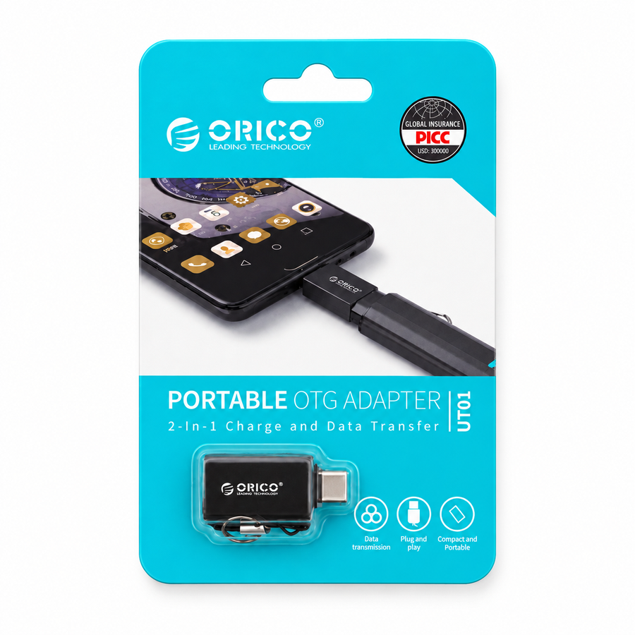 Adaptador OTG ORICO USB-C a USB-A 3.0 — fotografía 1 con fondo blanco