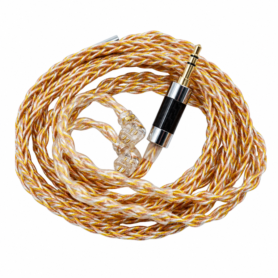 Cable KZ Pin C 784 Nucleos - GOLD. — Sin Micrófono — fotografía 1 con fondo blanco