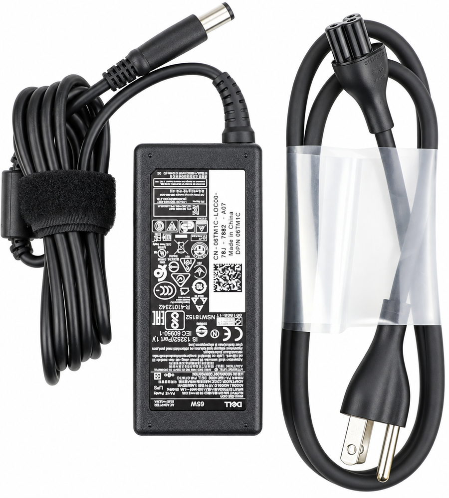 Cargador DELL 65 W Punta Fina. — fotografía 1 con fondo blanco