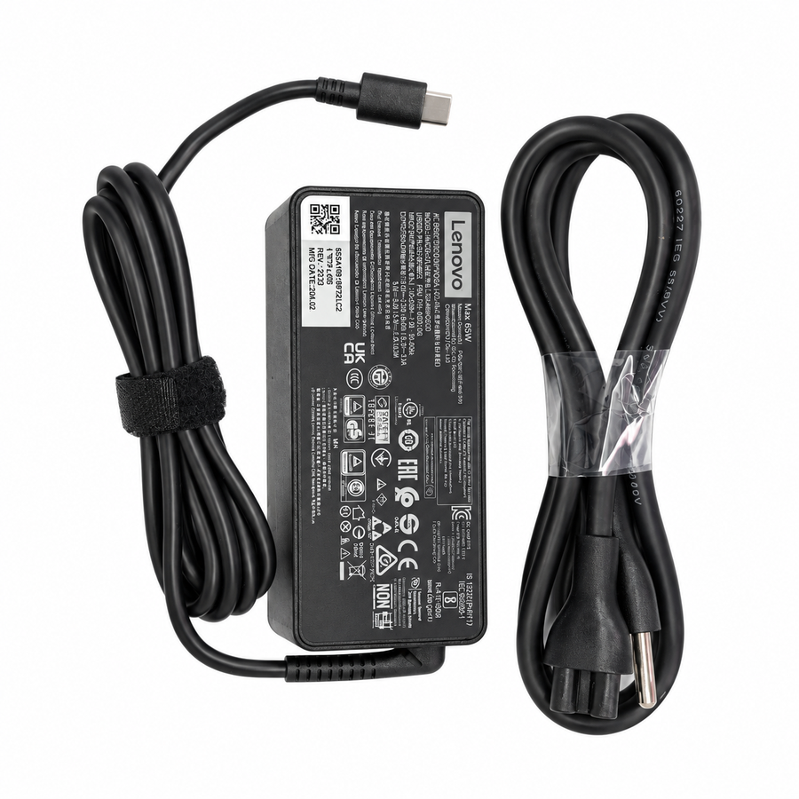 Cargador Lenovo de 65W USB-C — fotografía 1 con fondo blanco