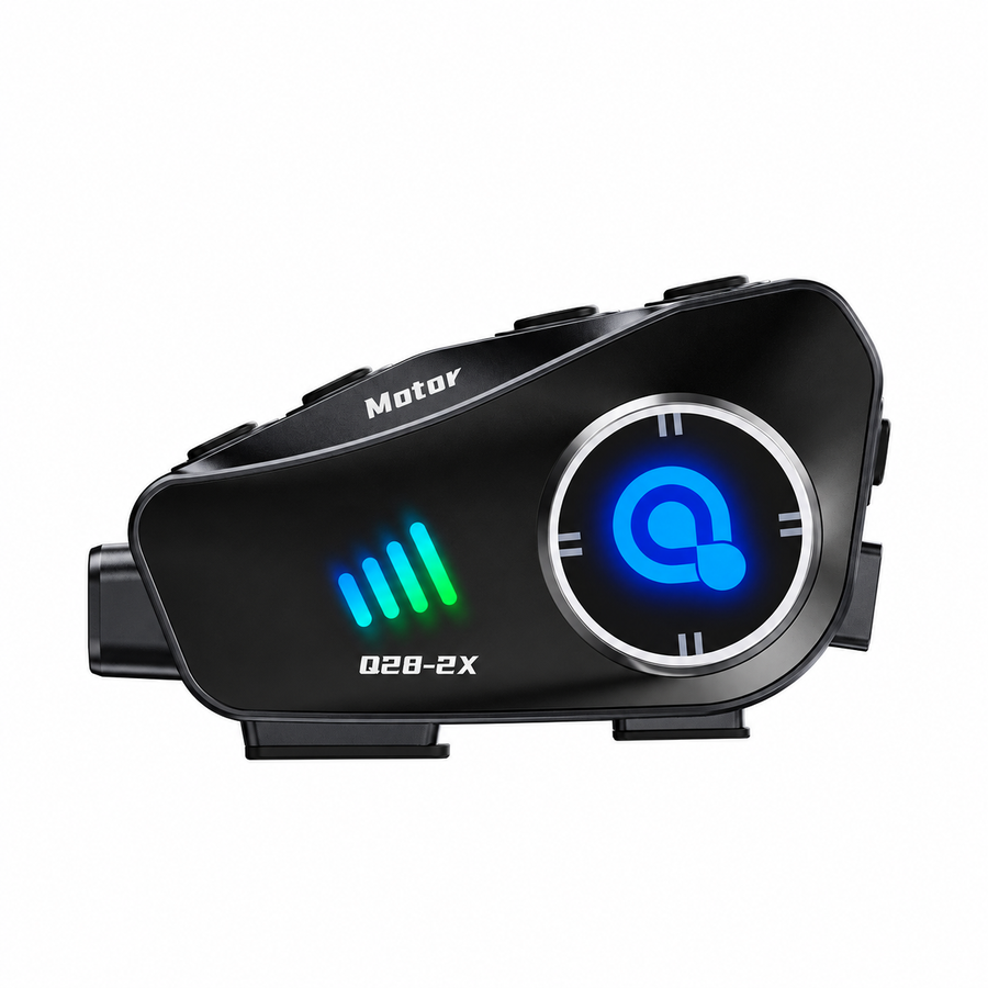 Intercomunicador Bluetooth con Cámara Q28-2X — Negro-Kit-HN-SD-32GB — fotografía 1 con fondo blanco