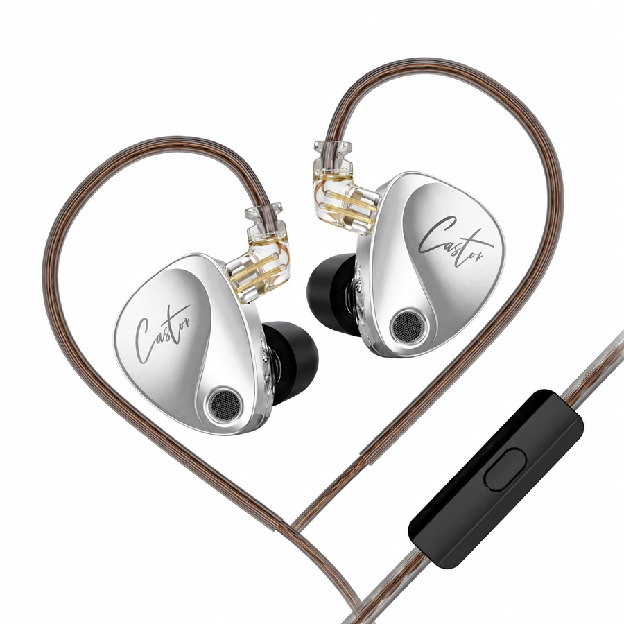 KZ Castor Harman Silver — Con Micrófono — fotografía 1 con fondo blanco