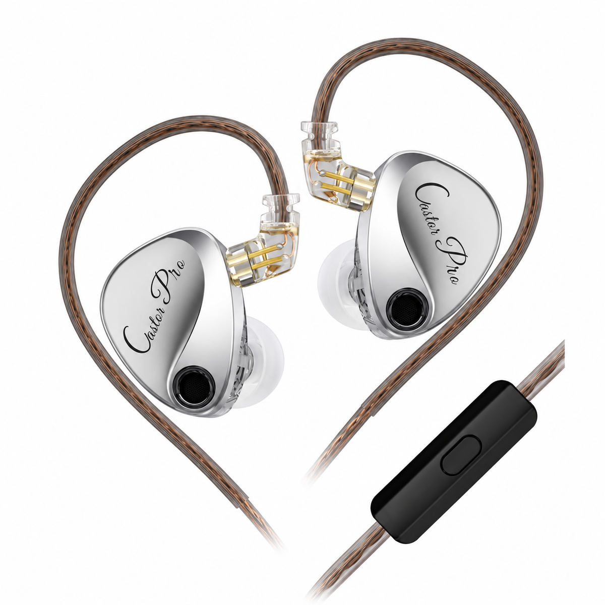 KZ Castor Pro Harman Silver — Con Micrófono — fotografía 1 con fondo blanco
