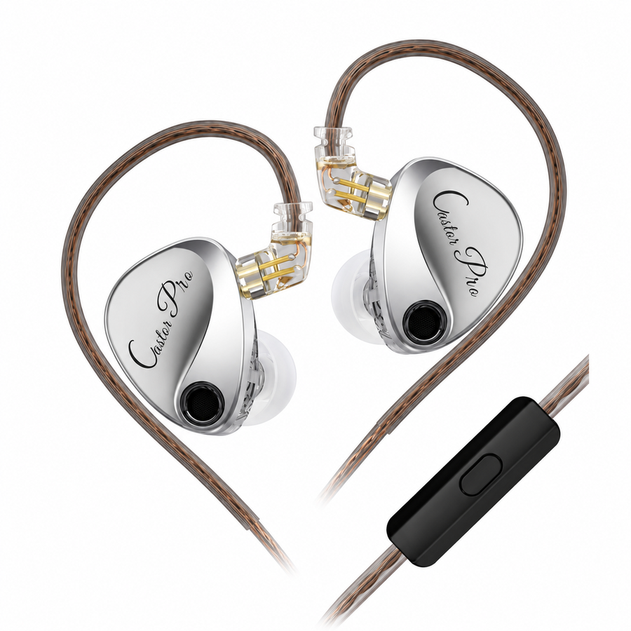 KZ Castor Pro Harman Silver — Con Micrófono — fotografía 1 con fondo blanco