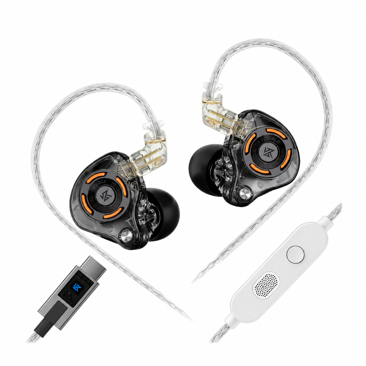 KZ GALE GAMING USB-C — Negro - Detalles Naranja - USB-C — fotografía 1 con fondo blanco