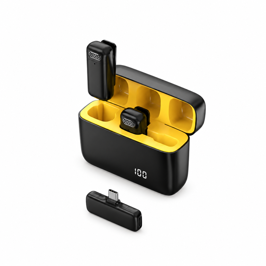 Micrófono de Solapa Inalámbrico — USB-C — fotografía 1 con fondo blanco