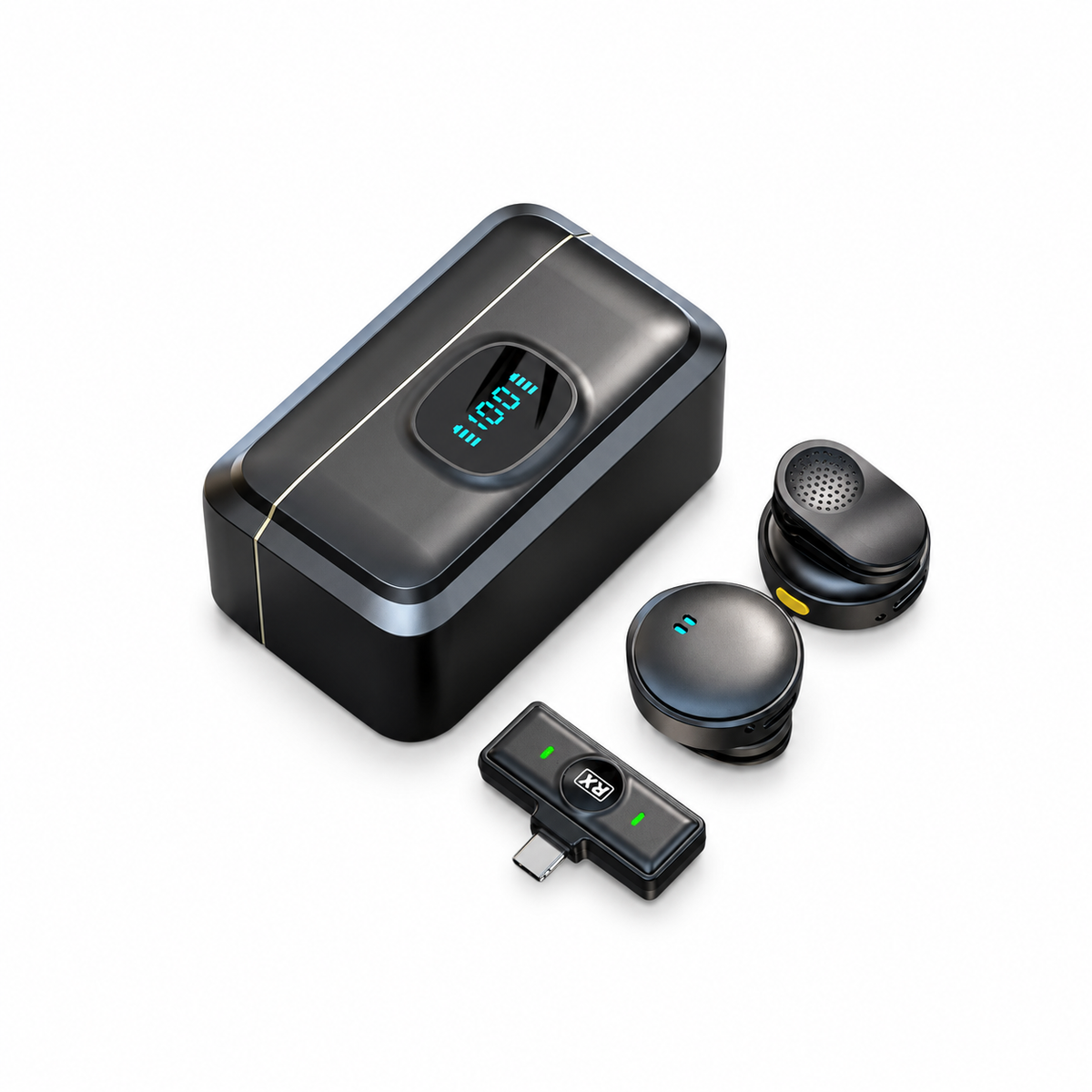 Micrófono Inalámbrico Dual - Magneticos — USB-C — fotografía 1 con fondo blanco