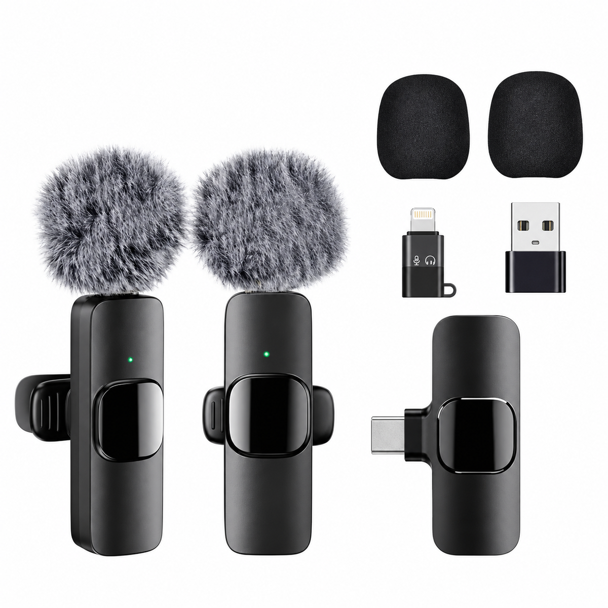 Micrófono Inalámbrico USB-C + Lightning — USB-C + Lightning + USB-A — fotografía 2 con fondo blanco