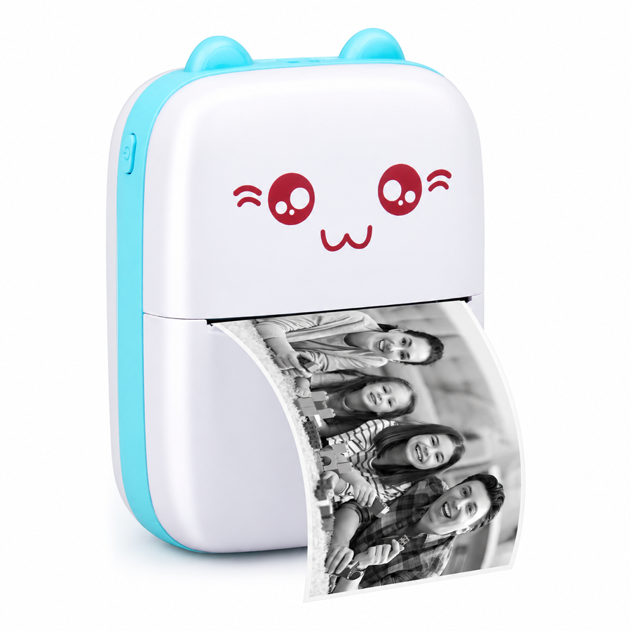 Mini impresora térmica portátil Bluetooth diseño gato | Blue — Blue — fotografía 1 con fondo blanco