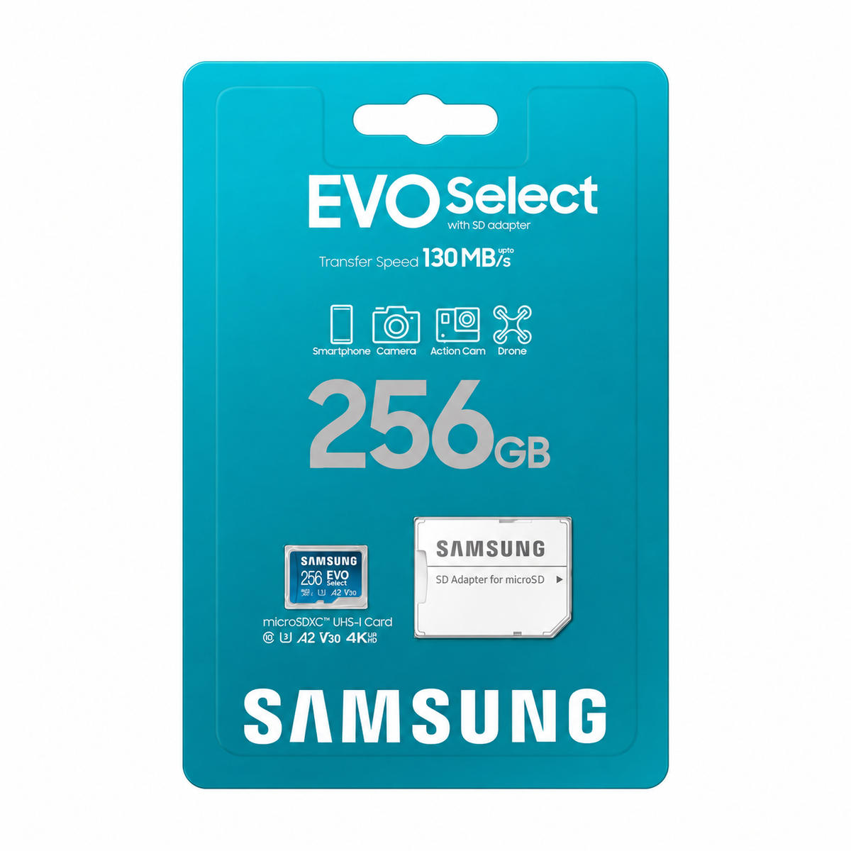 Samsung EVO Select 256 GB — 130 MB/s — fotografía 2 con fondo blanco