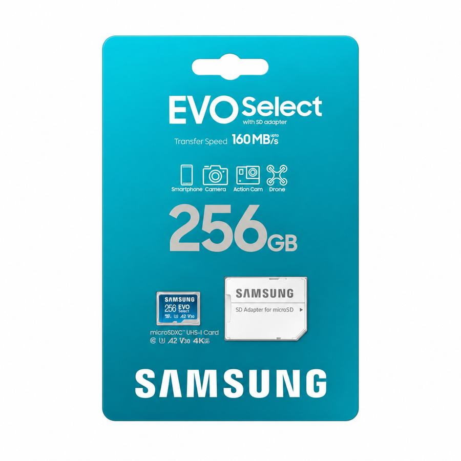 Samsung EVO Select 256 GB — 160 MB/s — fotografía 1 con fondo blanco