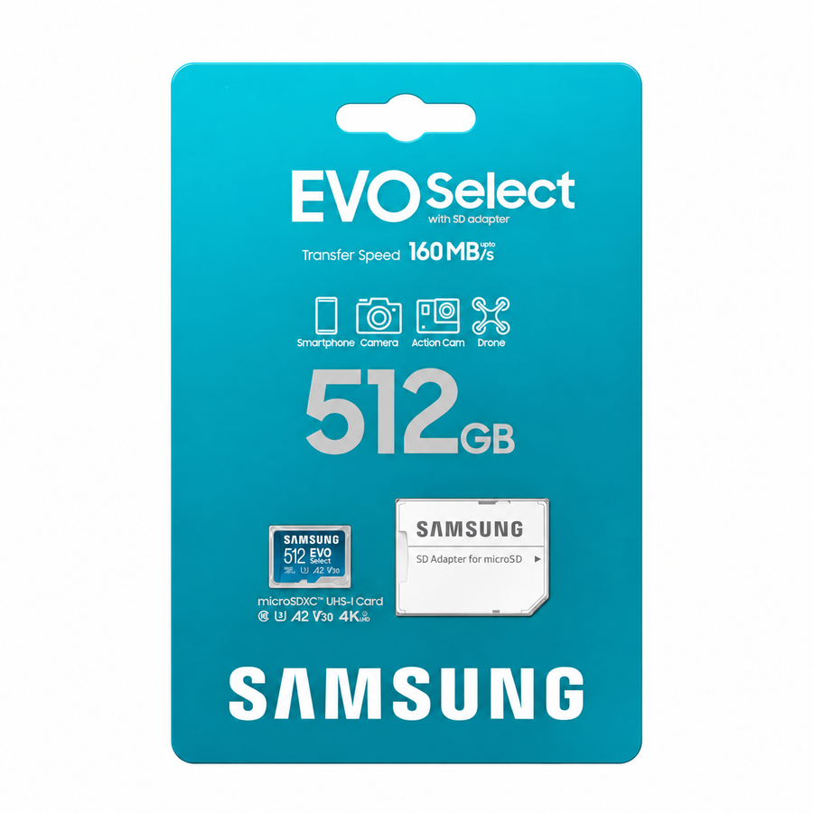 Samsung EVO Select 512 GB — 160 MB/s — fotografía 1 con fondo blanco
