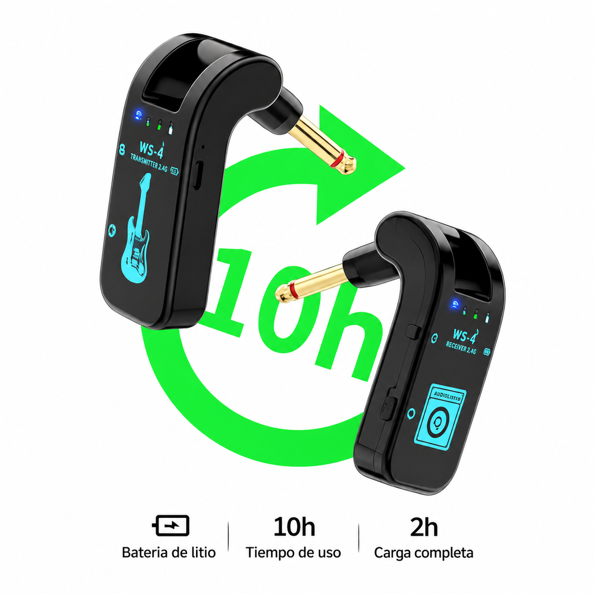 Sistema Inalámbrico para instrumentos 2.4G Recargable — fotografía 2 con fondo blanco