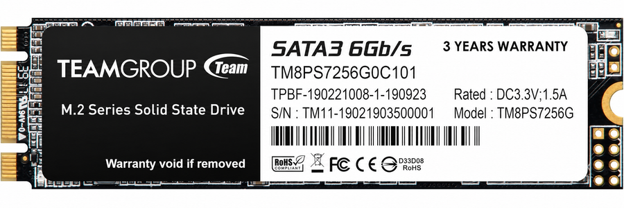 SSD Team Group M.2 Sata - 256 GB — fotografía 1 con fondo blanco