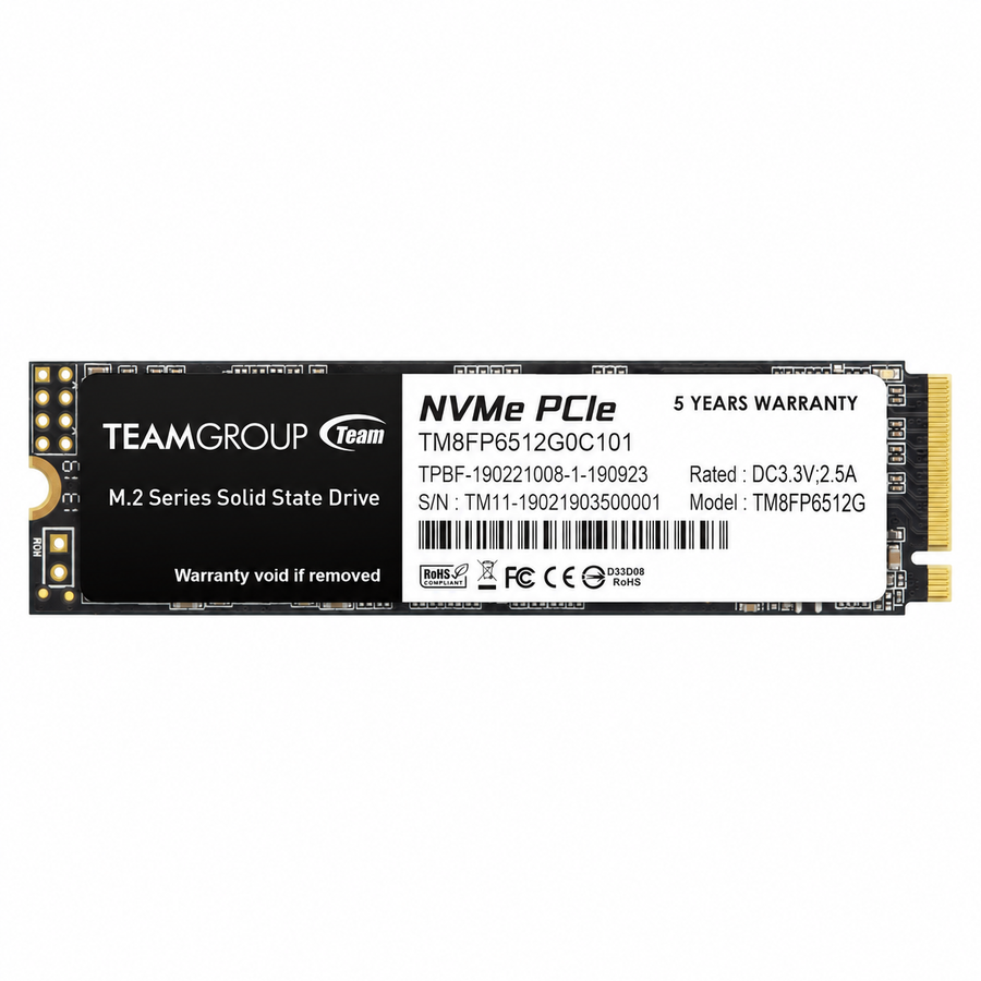 SSD TEAMGROUP NVMe 512 GB — fotografía 1 con fondo blanco