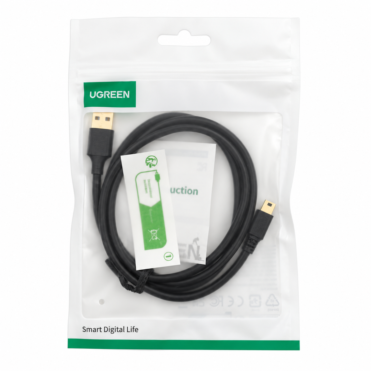 Cable UGREEN 10355 USB-A a Mini USB de 5 pines, negro, de 1 metro en empaque limpio