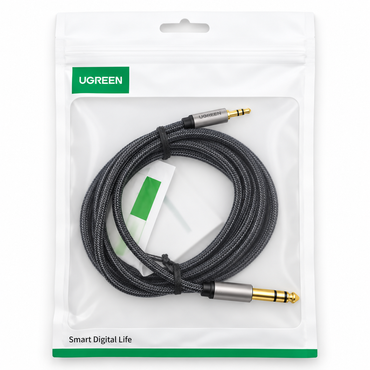Cable de audio UGREEN 10628 TRS de 3.5 mm a 6.35 mm, gris de 2 metros