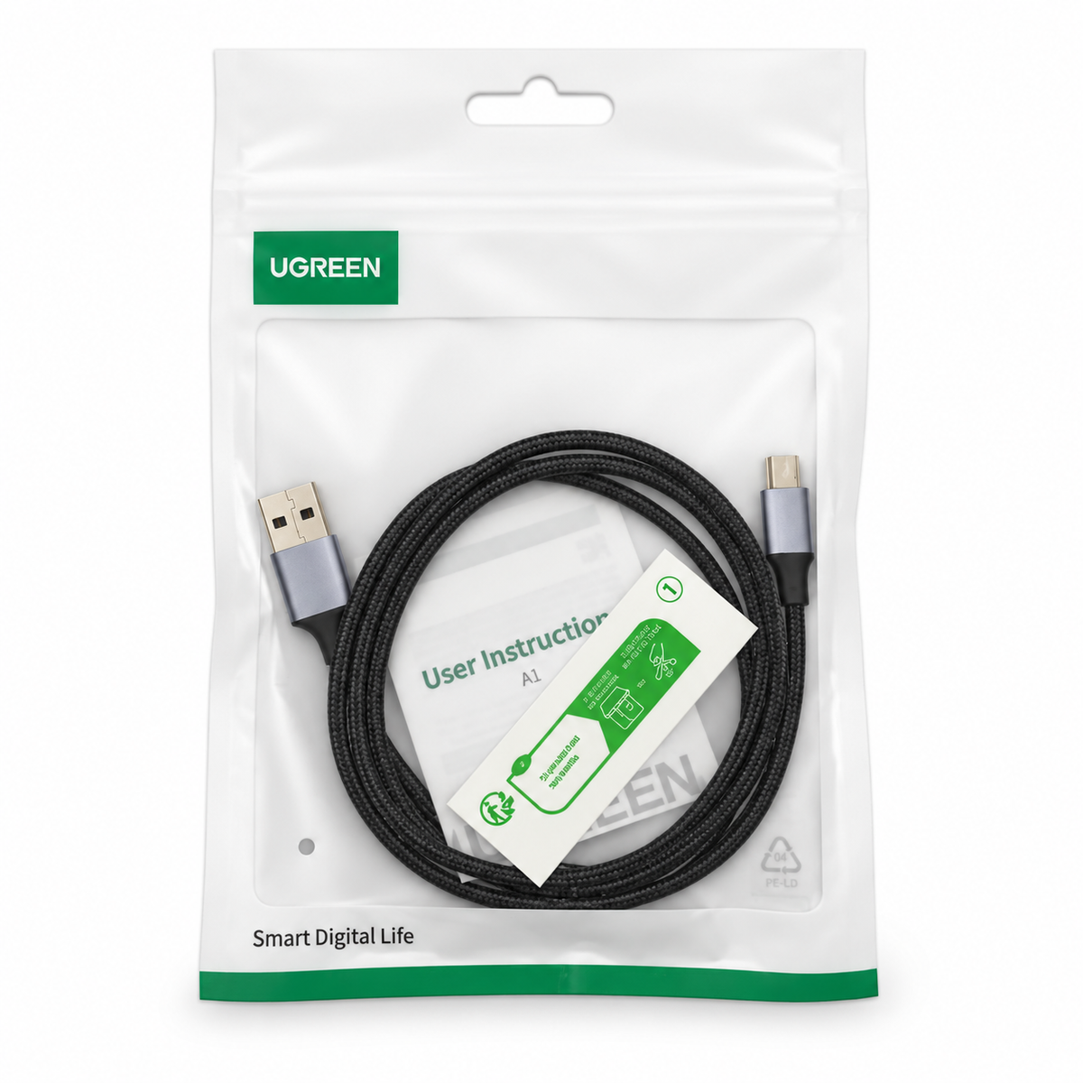 Cable UGREEN 80795 USB-A a Mini USB trenzado de 1 metro en empaque original